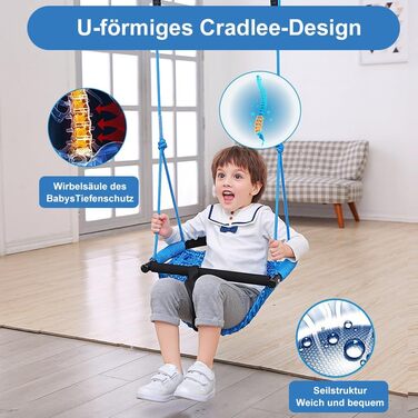 Дитяча гойдалка-трансформер 2-в-1 Nets Tribe для дому та саду (зелений/блакитний)