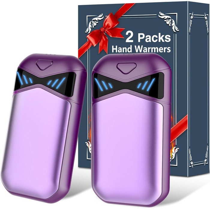 Електричні грілки для рук DDKJ 2 шт., 7000mAh, з магнітом, 3 режими нагріву до 55°C, для дітей, чоловіків, жінок, фіолетові