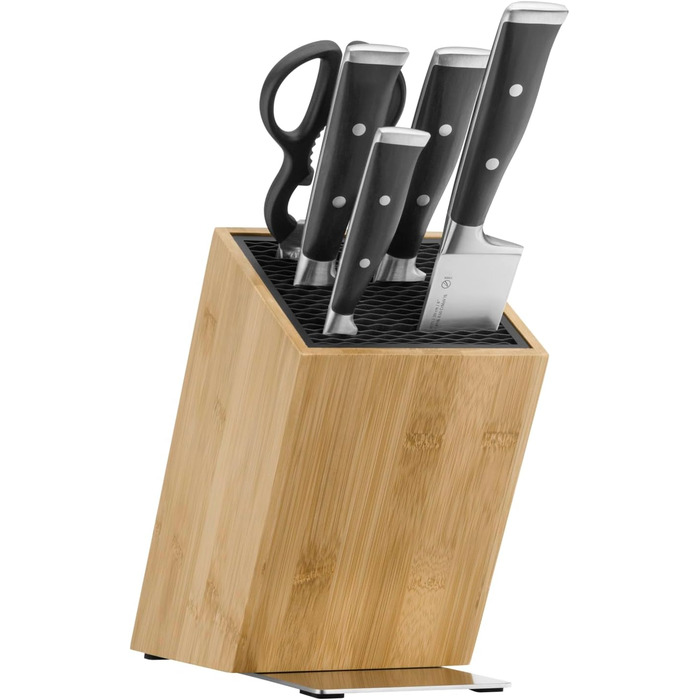 Набір ножів WMF Grand Class з блоком, 6 предметів, Made in Germany, з бамбуковим блоком, нержавіюча сталь