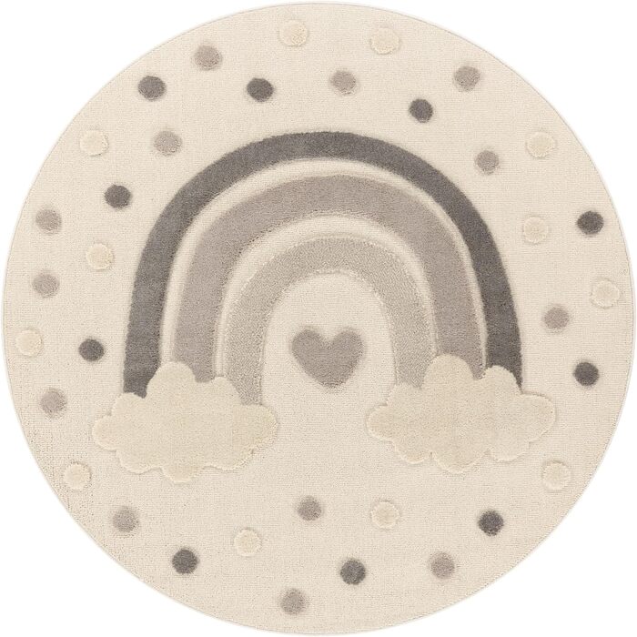 Домашній килим Дитяча кімната Дитячий килимок Ігровий килимок Ігровий килимок Ігровий килимок Мотив короткого ворсу Сонце 3D ефект М'яке сучасне оздоблення, Розмір Колір (160 см Круглий, Кремовий)