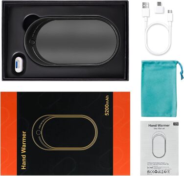 Електричний грієчка Feebee USB-C 5200 mAh з Power Bank, 3 режими нагріву, білий (чорний)