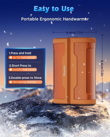 EasyAcc Портативний акумуляторний гріє рука, чорний - великий (помаранчевий)