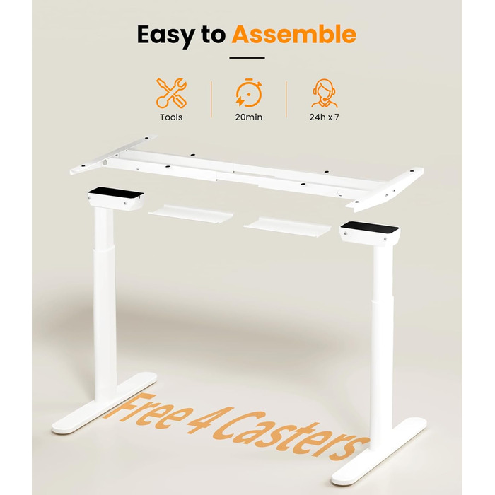 Електричний регульований стіл MAIDeSITe EL2 Pro Art з овальною основою, Dualmotor, 180 кг, 4 пам'яті, захист від зіткнень (білий)