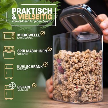 Герметичні банки для зберігання посуду - Набір з 15 шт. - Без бісфенолу А - Сипучі банки для борошна, цукру та мюслі - Кухня для зберігання