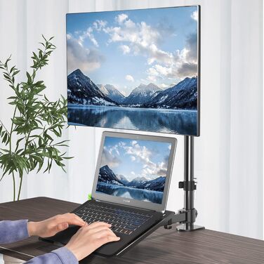 Підставка для монітора Suptek, 2 монітори, для LCD/LED екранів 13-27 дюймів, з кріпленням для ноутбука (MD6432TP004)