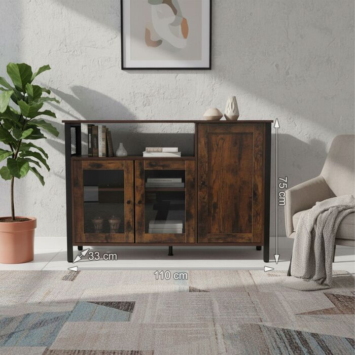 Кухонна шафка Relaxdays з скляними дверцятами