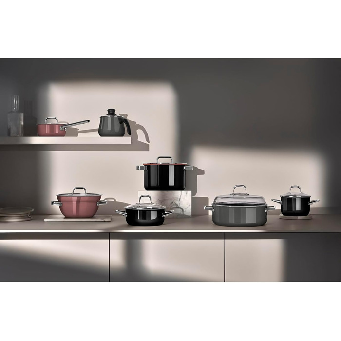 Набір каструль WMF Fusiontec 4 шт, нержавіюча сталь, індукція, для всіх плит, чорний (16/20/24 см) - Made in Germany