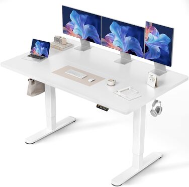 Регульований стіл Claiks 160x80 см (FSC®), 80 кг, 3 пам'яті, для дому/офісу, білий