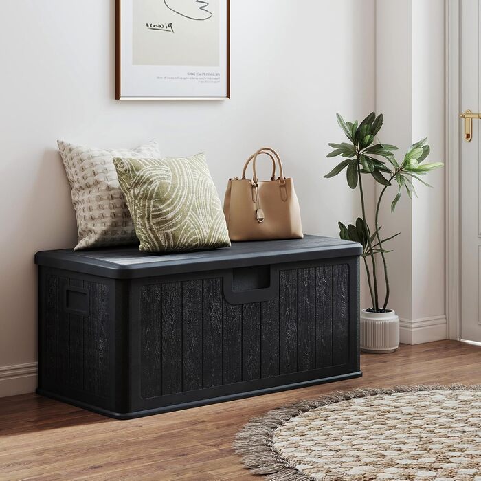 Ящик для зберігання садовий COSTWAY 378 л, водонепроникний, з замком, для подушок та інструментів, чорний