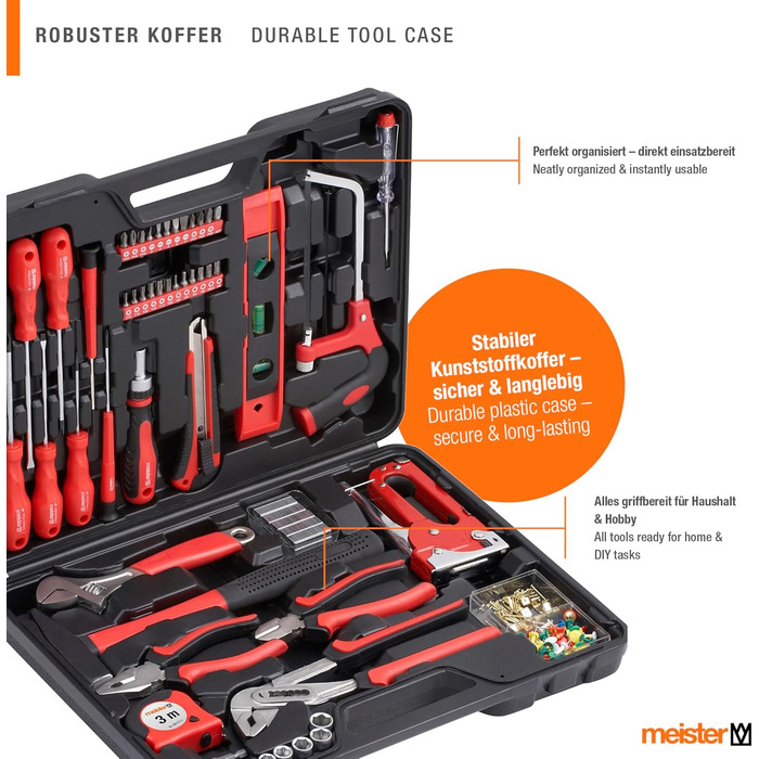 Набір інструментів Meister 60 предметів у кейсі - універсальний набір для дому та майстра, повний комплект інструментів 8973630