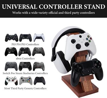 Підставка для геймпадів та навушників GEEKRIA з масиву дерева - універсальна для PS4/PS5/Xbox/Switch/8BitDo (колір: коричневий)