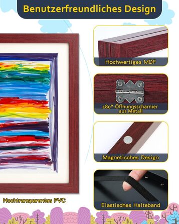 Рамка для дитячих малюнків Ciscle A4, 2 шт., махагоні, з фронтальним завантаженням для творчих робіт, школа, дім