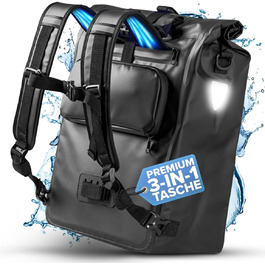 Кофр Bchel 3в1 для багажника, може використовуватися як рюкзак, сумка через плече або сумка-кофр Велосипедна сумка водонепроникна та світловідбиваюча з об'ємом 22 л і протиковзким дном (чорний)