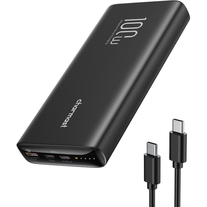 Зарядний пристрій Charmast Power Bank PD 100 Вт 20000 мАг Power Bank PD 20000 mAh Power Bank USB C External Battery Quick Charge 3.0 сумісний з ноутбуком MacBook Pro, Dell XPS, Lenovo, iPhone 11 / XS / X / XR, Huawei, Samsung, більше смартфонів