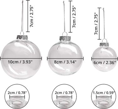 Сантиметрові прозорі кульки на нитці на Різдво, прикраса ялинки, різдвяна прикраса, ремесло, фотоподарунок (12 упаковок), 4 шт., ) - 8-