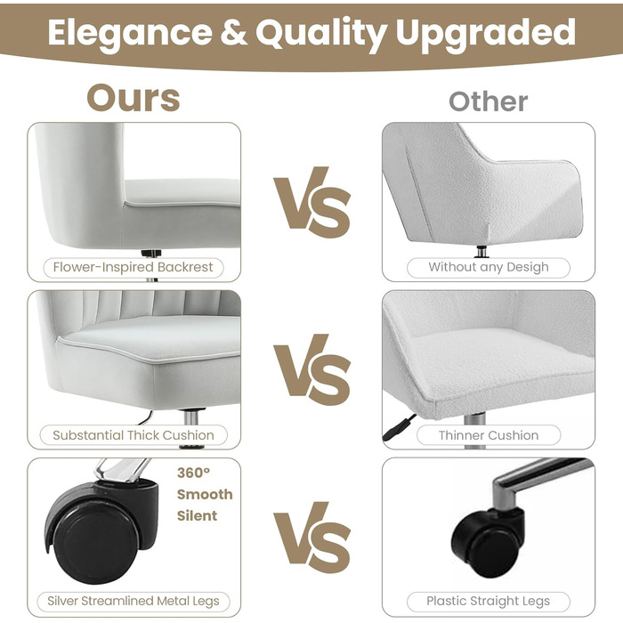 Крісло для офісу Fiximaster Homeoffice, крісло для робочого столу, обертове, регульоване по висоті, з м'якою оббивкою з велюру, золоті ніжки, для робочого кабінету, спальні, до 135 кг, зелений/світло-сірий