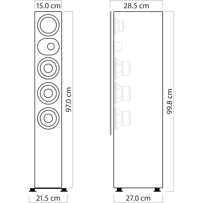 Підлоговий динамік Nubert nuLine 264 з горіха 3-стороння техніка HiFi якість Зроблено в Німеччині