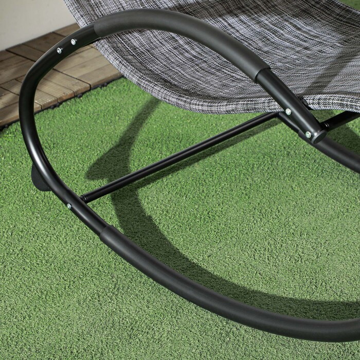 Крісло-гойдалка для саду, розкладне, з підголівником, 155 см x 61 см x 88 см, сірого кольору