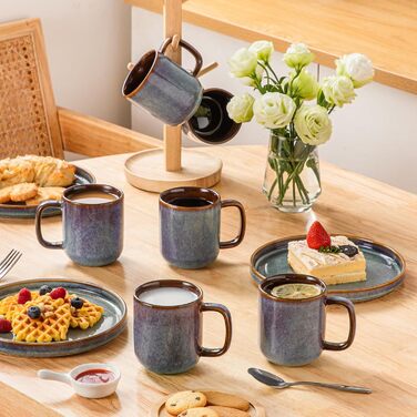 Набір посуду Vancasso Steingut 24 елементи (на 8 осіб) - Тарілки, салатники, миски. Серія ONION (блакитний), дизайн Galaxie.