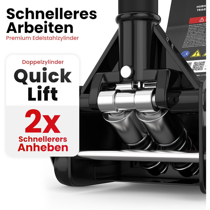 Гідравлічний домкрат 3T низькопрофільний 75-505мм з гумовими накладками для легкових авто та SUV – професійний, поворотний на 360° (Чорний)