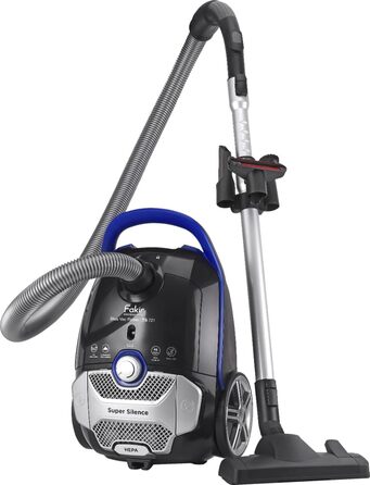 Пилсос Fakir Blue Vac Power TS 721 з мішком, 800 Вт, з кабелем, HEPA фільтр H14, тихий двигун 69dB(A), мішок 3л, радіус дії 12м, чорний/блакитний