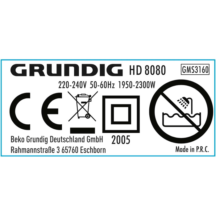 Фен GRUNDIG Naturashine HD 8080 з іонною функцією, 2 насадки для укладання, 2300 Вт, 3 температури та 2 рівня повітряного потоку, налаштування холоду, розумний датчик увімкнення/вимкнення, кабель 3 м, чорний / рожеве золото