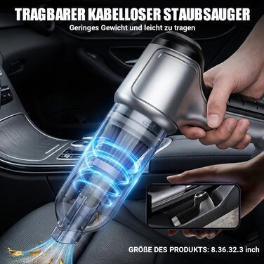 Акумуляторний ручний пилосос 18000Па 120Вт, портативний міні-пилосос для авто, дому та кухні, для вологого та сухого прибирання (шерсть тварин), чорний