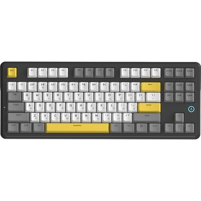 Дротова механічна клавіатура Ajazz AK870 V2 Flying Fish switches Black Grey Yellow (AK870-V2-FF-BGY)