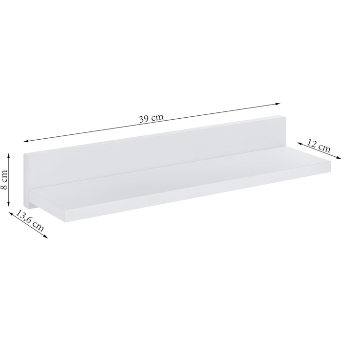 Набір полиць настінних Wandregal 39 см (3 шт) - білі полиці для спальні, ванної, кухні, офісу