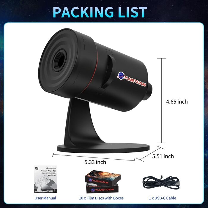 Проєктор зоряного неба VanSmaGo 8 покоління Sternenhimmel Galaxy: Планетарій, нічник HD, обертання 360°, таймер