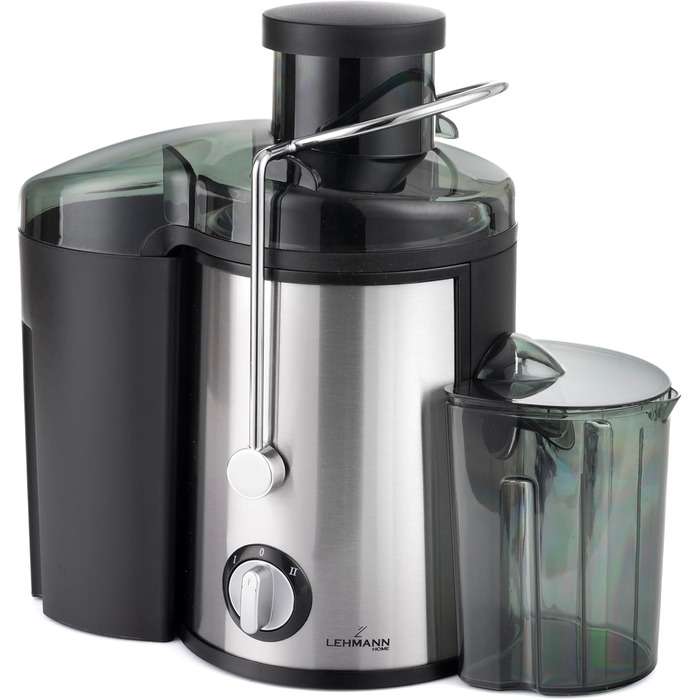 Електрична соковитискачка Lehmann: соковиті напої з овочів та фруктів, 2 швидкості, нержавіюча сталь, 1,5л контейнер для жмиху, 450мл контейнер для соку
