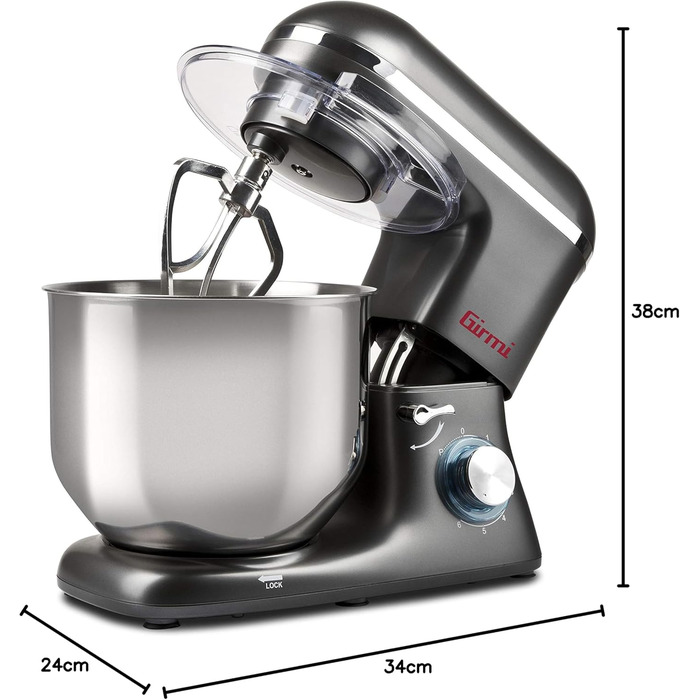 Кухонний комбайн Girmi IM46: 1800 Вт, 8 л, 6 швидкостей, чаша з нержавіючої сталі, пульс-режим, аксесуари