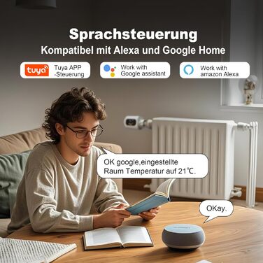 Smart термостат на радіатор 2 шт, Zigbee, бездротовий, з керуванням Tuya (Alexa, Google Assistant), енергозбереження