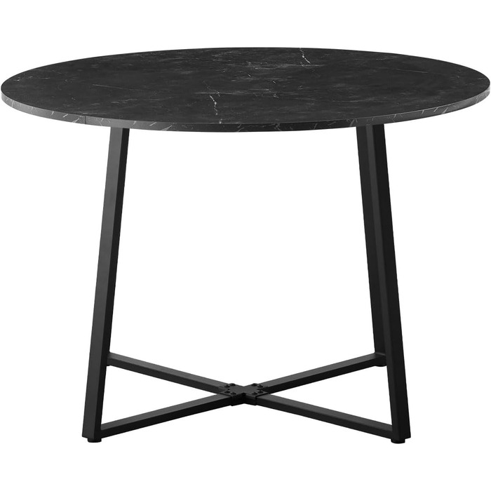 Стіл обідній DUBI Möbel NOA, круглий, 110x110 см, для кухні/їдальні, індустріальний стиль, бетонний вигляд, чорний мармур
