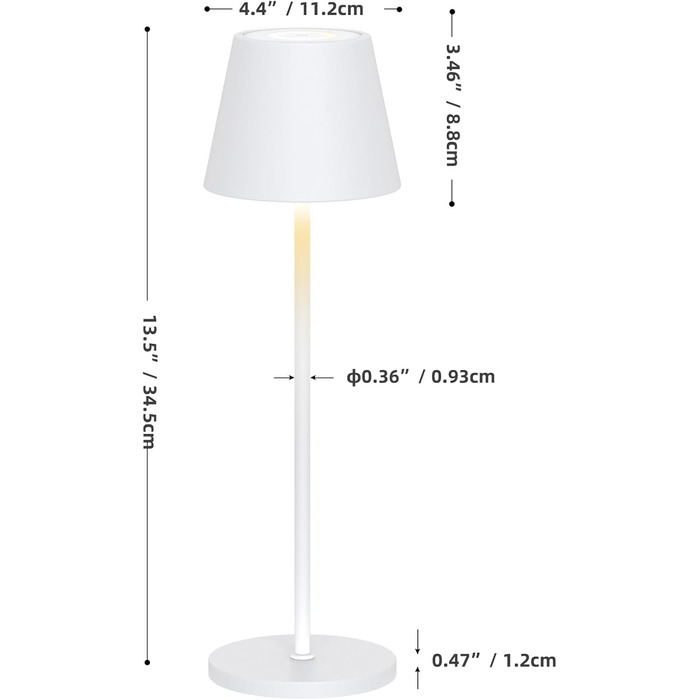 Світлодіодна акумуляторна настільна лампа з регулюванням яскравості, тепле світло, бездротова, IP54, для внутрішнього/зовнішнього використання, білий, 2 шт.