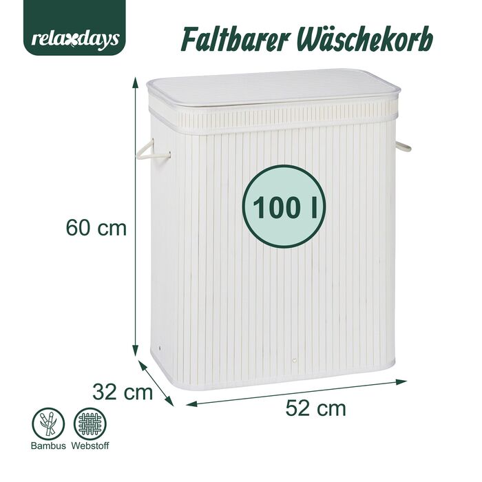 Кошик для білизни Relaxdays з бамбука з 2 відділеннями