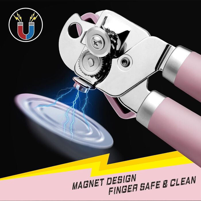 Ручний відкривач для консерв PrinChef з потужним магнітом (рожевий)