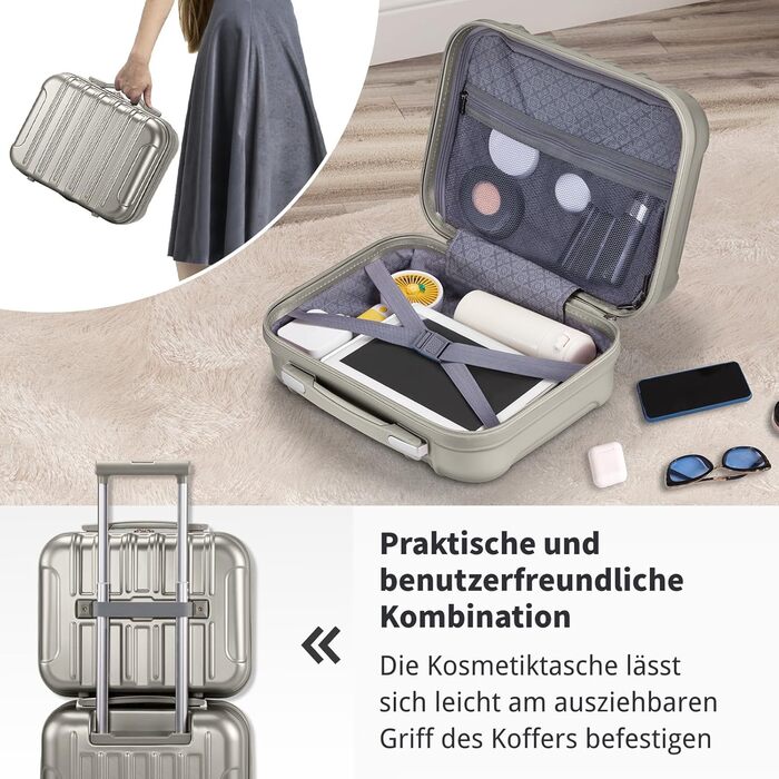 Набір валіз LALAHO 2 шт: дорожній набір з косметичною сумкою, валізи з ABS+PC, телескопічний ручка, ручна поклажа, градієнтний дизайн (Space Gray)