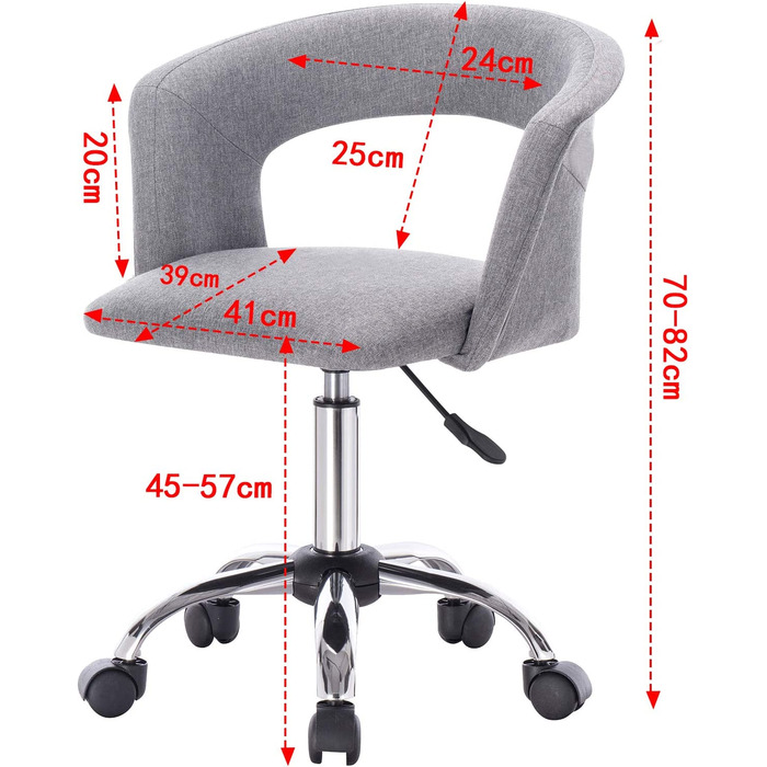 Робочий стілець WOLTU офісний стілець офісний стілець стілець на коліщатках офісний стілець обертовий стілець з підлокітником, плавно регульований по висоті