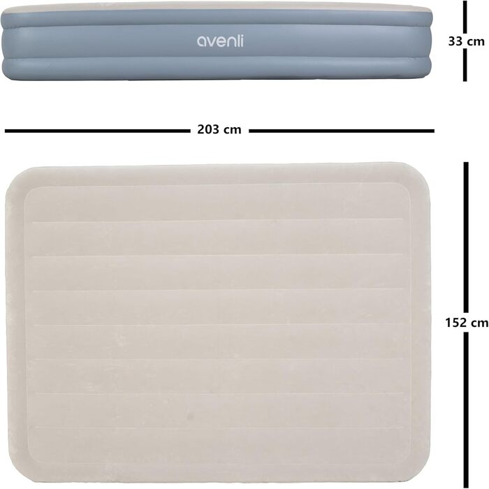 Надувний матрац Avenli для 2 осіб 203x152x33 см з вбудованим насосом - самонадувний, флоксовий, для кемпінгу та дому