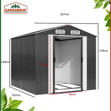 Садовий сарай Антрацит Метал 312x257x178см