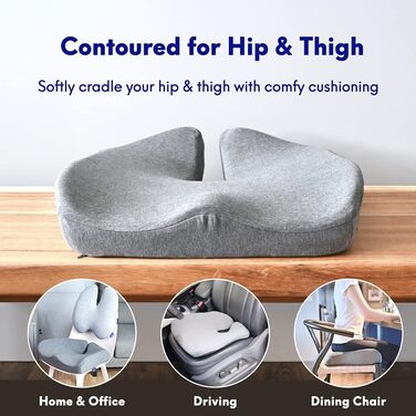 Подушка для сидіння Cushion Lab з технологією підтримки спини для тривалого сидіння на офіційному та домашньому кріслі, з надзвичайно щільним пінополіуретаном (memory foam) для м'якої підтримки, для автомобіля та крісла, для попереку, болю в сідницях, чор