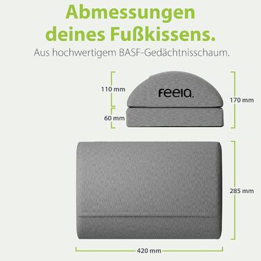Підставка для ніг під стіл Feela® – ергономічна підставка для ніг, footrest, пуф для ніг – для комфорту та підтримки, без термосумки (з термосумкою, темно-сірий)