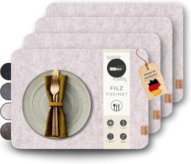 Набір килимків на стіл Kontor28® з фетру (4 шт., бежевий) | З переробленого rPET-фетру, миючі, стійкі до подряпин та тепла | Made in Germany