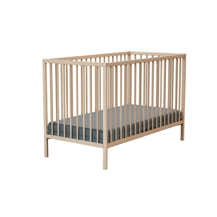 Дитяче ліжко Webaby Holz 60x120cm з бука, натуральний колір, з регульованим дном та бортиками | Від народження | Комфортний сон