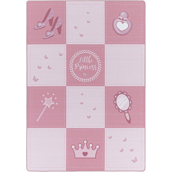 Дитячий килимок Carpetsale24, миється ігровий килимок, мотив маленької принцеси, килим для дівчаток, прямокутний, для дитячої, дитячої або ігрової кімнат, Розмір (100 х 150 см)