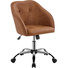 Крісло Yaheetech для дому та офісу: регульоване, поворотне, з велюру, для робочого кабінету, спальні, до 136 кг, ретро-коричневе