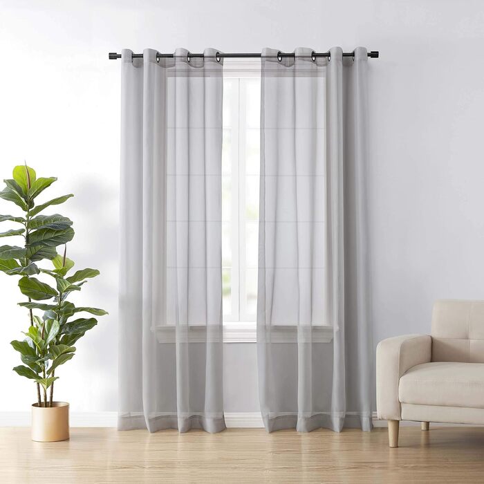 Штора Fresh Voile Curtain, без запаху, 1 панель, 150x160 см, світло-сірий