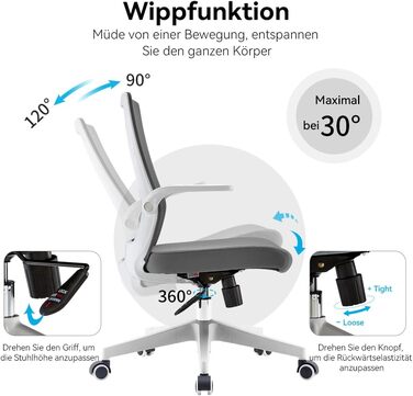 Офісний крісло SIHOO ергономічне з регульованими підлокітниками, підтримкою попереку та м'якою спинкою Mesh. Сірий колір.