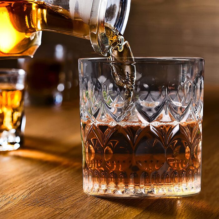Набір склянок для віскі з 4 склянками для віскі об'ємом 300 мл для пиття бурбона, шотландського віскі, рому, коньяку , горілки, склянок для віскі з люксом